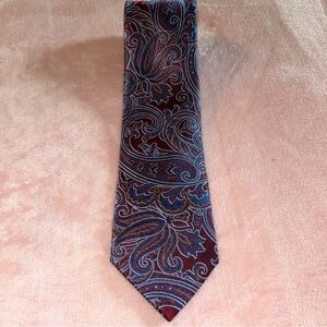 Pronto Uomo X-Long silk tie burgundy and purple paisley print textured